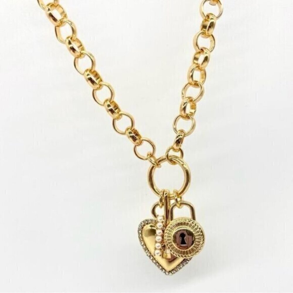 Sugarfix by BaubleBar Heart Locket Chunky Chain Necklace Gold Choker